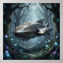 Mythologische Kosmische Kruiser Zwevend Boven Biol Poster