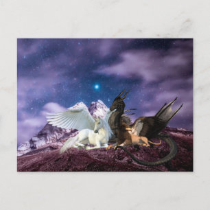 Mythology Dragon Griffin Unicorn Pegasus Briefkaart