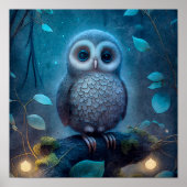 Mytical Blue Owl Print | Owl Print (Voorkant)