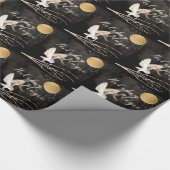 Mytical Owl Holiday Magic Sparkle Moon Cadeaupapier (Hoek)