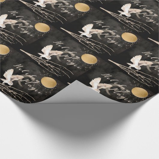 Mytical Owl Holiday Magic Sparkle Moon Cadeaupapier (Hoek)