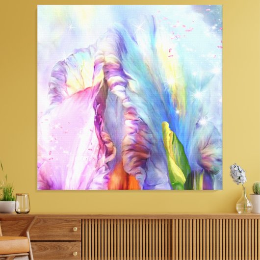 Mytical roze blauw Abstract Sierkussen Canvas Afdruk (Insitu (Woonkamer))