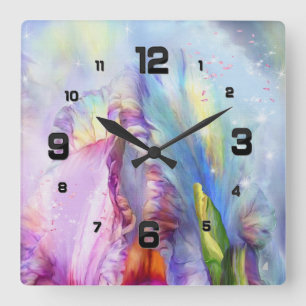 Mytical roze blauw Abstract Vierkante Klok