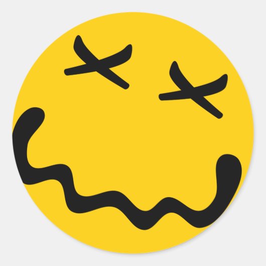 N2O Glimlach Sticker, Glanzend Ronde Sticker (Voorkant)