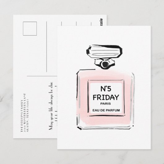 N5 Vrijdag Parijs Parfum fles Briefkaart (Voorkant / Achterkant)