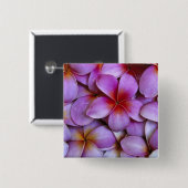 N.A., Verenigde Staten, Maui, Hawaii. Roze Plumeri Vierkante Button 5,1 Cm (Voorkant /achterkant)