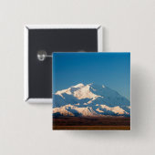N.A., VS, Alaska. Mt. McKinley in Denali Vierkante Button 5,1 Cm (Voorkant /achterkant)
