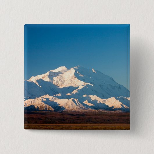 N.A., VS, Alaska. Mt. McKinley in Denali Vierkante Button 5,1 Cm (Voorkant)