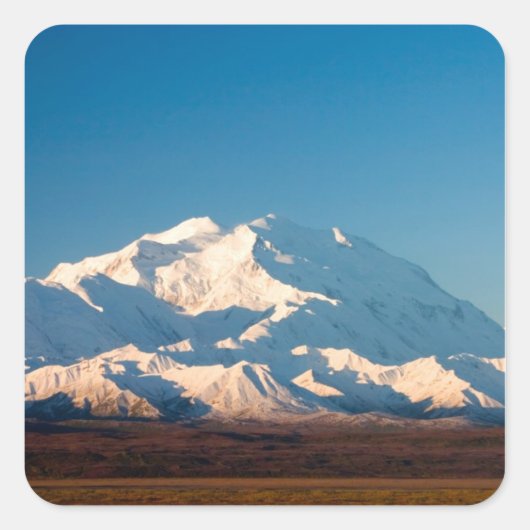N.A., VS, Alaska.  Mt. McKinley in Denali Vierkante Sticker (Voorkant)