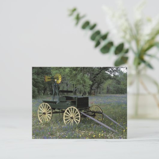 N.A., VS, Texas, Devine, Old wagon en Briefkaart (Staand voorkant)