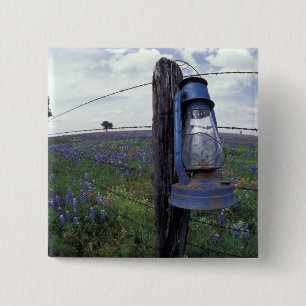 N.A., VS, Texas, Llano, Blauwe Lantaarn, Eik Vierkante Button 5,1 Cm