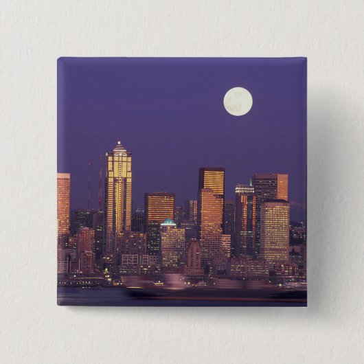 N.A., VS, Washington, Seattle Seattle skyline Vierkante Button 5,1 Cm (Voorkant)