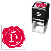 N - Antiek Wax Seal Gotische Kroon Initiaal Letter Zelfinktende Stempel (In situ)