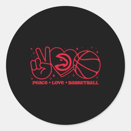 N Atlanta Hawks Peace Love Sketll Ronde Sticker (Voorkant)