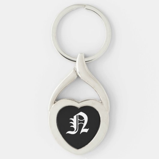 "N" Black Heart Keychain (Voorkant)