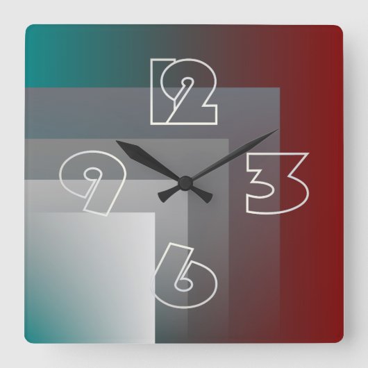 N - blauwgroen grauwe Bourgogne Vierkante Klok (Voorkant)