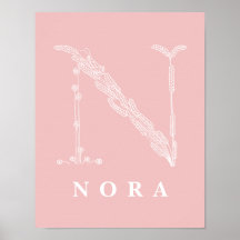 N Botanische Floral Monogram Aangepast Poster voor