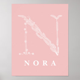 N Botanische Floral Monogram Aangepast Poster voor