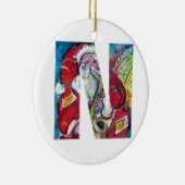 N BRIEF/SANTA EN SAX, CHRISTMAS PARTY MONOGRAM KERAMISCH ORNAMENT (Rechts)