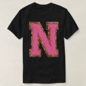 N - Bubblegum Glitter Varsity Letter Patches Stick T-shirt (Design voorkant)