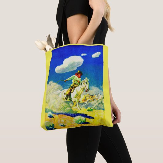 N. C. Wyeth cowboy print Tote Bag (Dichtbij)