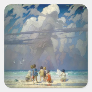 N.C. Wyeth De Reus 1923 Vintage Illustratie Vierkante Sticker