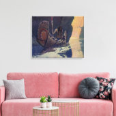 N. C. Wyeth illustratie van Indiaanse kano peddele Canvas Afdruk (Insitu (Woonkamer))