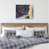 N. C. Wyeth illustratie van Indiaanse kano peddele Canvas Afdruk (Insitu (Slaapkamer))