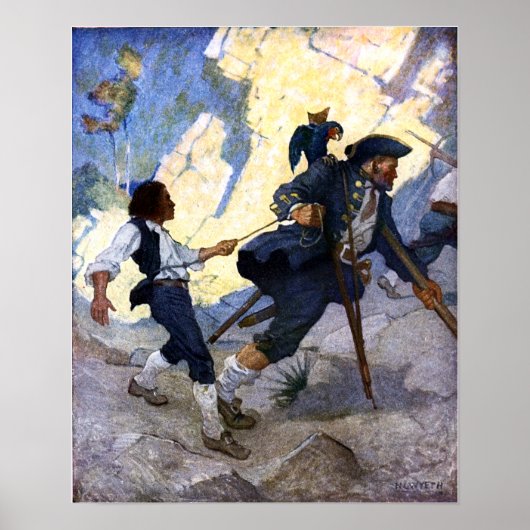 N. C. Wyeth Long John Silver en zijn Parrot Poster (Voorkant)