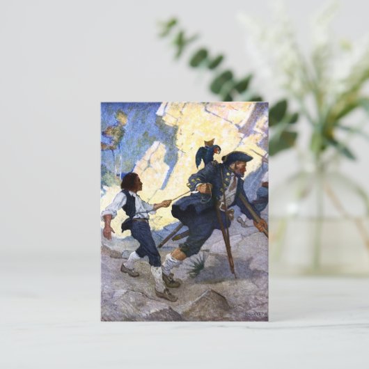 N. C. Wyeth Long John Silver en zijn Parrot Poster Briefkaart (Staand voorkant)