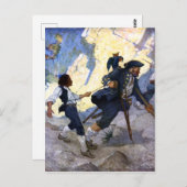 N. C. Wyeth Long John Silver en zijn Parrot Poster Briefkaart (Voorkant / Achterkant)