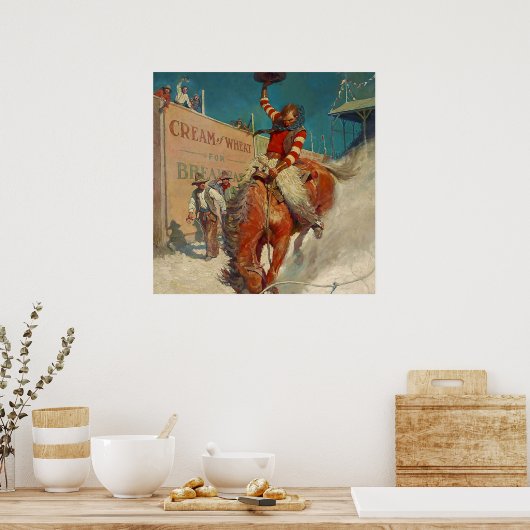 N C Wyeth Western schilderen "De Rodeo" Poster (Keuken)
