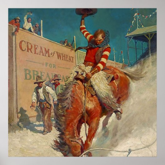 N C Wyeth Western schilderen "De Rodeo" Poster (Voorkant)