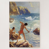 N C Wyeth Western schilderen "First Maine Fisherme Legpuzzel (Verticaal)
