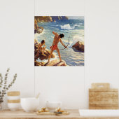 N C Wyeth Western schilderen "First Maine Fisherme Poster (Keuken)