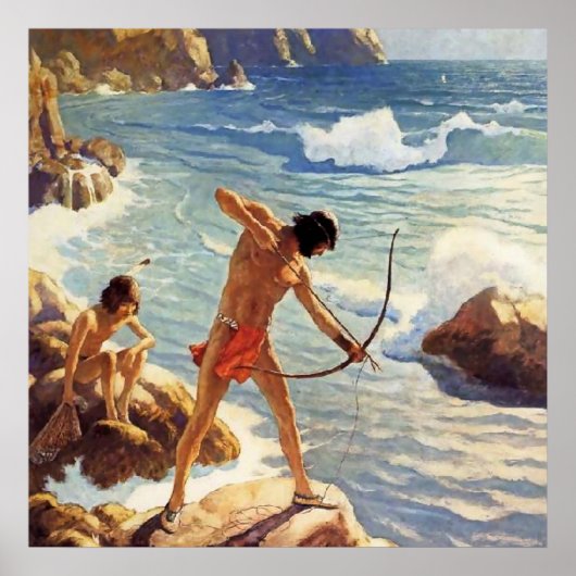 N C Wyeth Western schilderen "First Maine Fisherme Poster (Voorkant)
