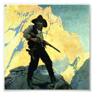 N C Wyeth Western schilderen "Laatste standaard" Foto Afdruk