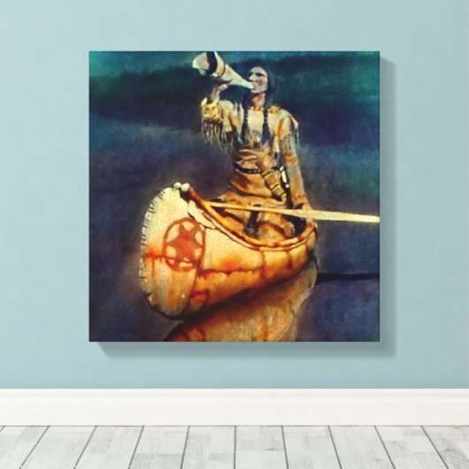 N C Wyeth Western schilderen "The Moose Call" Canvas Afdruk (Insitu (Houten vloer))