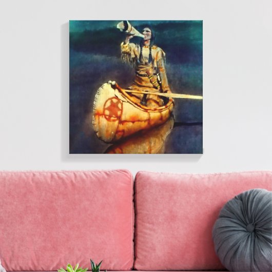 N C Wyeth Western schilderen "The Moose Call" Canvas Afdruk (Insitu (Woonkamer))