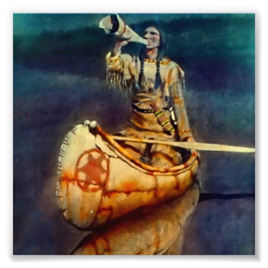 N C Wyeth Western schilderen "The Moose Call" Foto Afdruk (Voorkant)