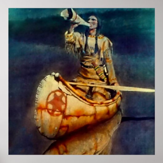 N C Wyeth Western schilderen "The Moose Call" Poster (Voorkant)