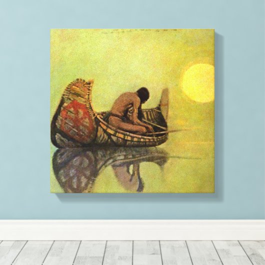 N C Wyeth Western schilderen "The Silent Fisherman Canvas Afdruk (Insitu (Houten vloer))