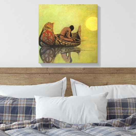 N C Wyeth Western schilderen "The Silent Fisherman Canvas Afdruk (Insitu (Slaapkamer))