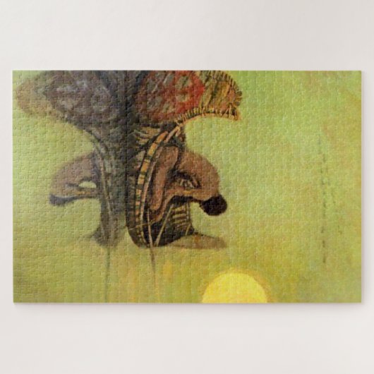 N C Wyeth Western schilderen "The Silent Fisherman Legpuzzel (Horizontaal)