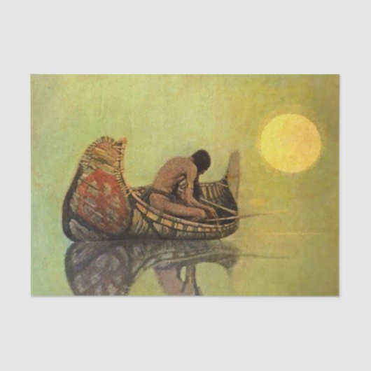 N C Wyeth Western schilderen "The Silent Fisherman Tissuepapier (Voorkant)