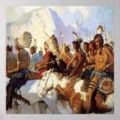 N C Wyeth Western schilderen "The War Party" Poster (Voorkant)