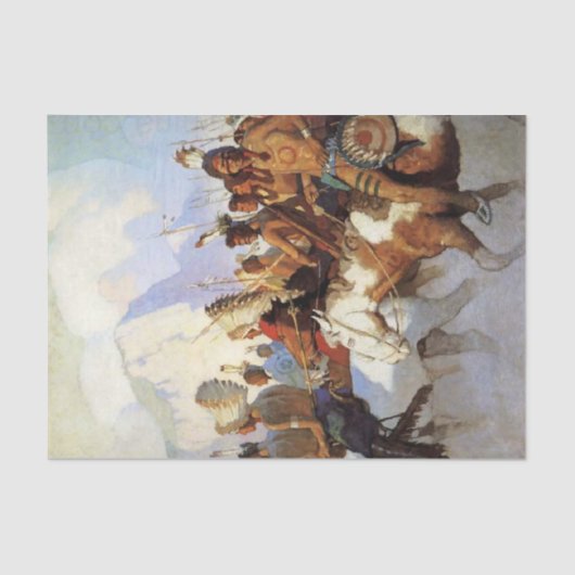 N C Wyeth Westers Schilderij “De Oorlogspartij” Tissuepapier (Voorkant)