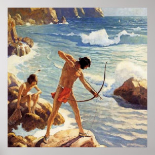 N C Wyeth westers schilderij “First Maine Fisherme Poster