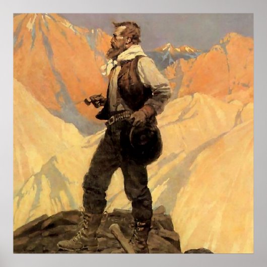 N C Wyeth westerse schilderij 'De Prospector' Poster (Voorkant)