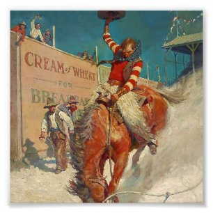 N C Wyeth westerse schilderij "De Rodeo" Foto Afdruk